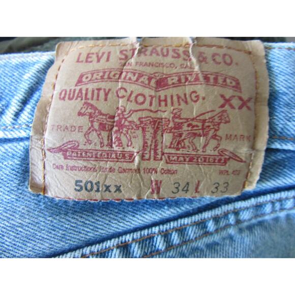 LEVI'S 501xx Blue Denim Cotton 31x28 Button Closure Men's Jeans - Picture 4 of 5